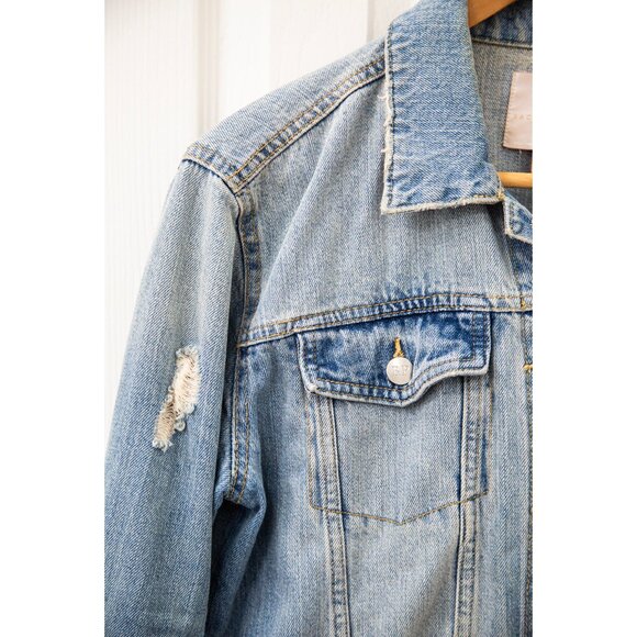 Rachel Parcell Distressed Light Denim Jacket, size M - Picture 3 of 7